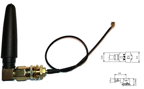 2.4G 2dBi Antenna (Male 90° Straight) + 15 cm IPEX Female/Female RF Pigtail