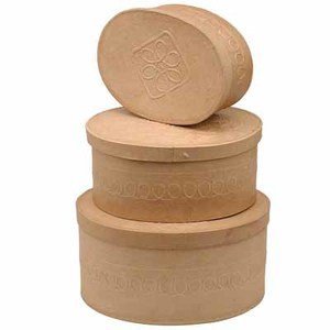 Factory Direct Craft Handcrafted Paper Mache Oval Boxes - 3 Boxes (1 of Each Size)
