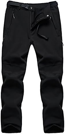 FunnySun Men's Snow Pants Outdoor Water Repellent Windproof Fleece Hiking Ski Cargo Pants US9917M Black XL