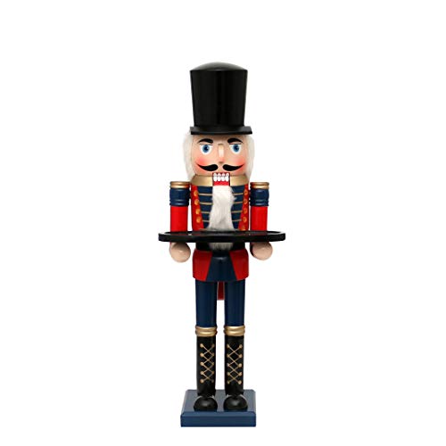 Dekohelden24 ***XL Holz Nussknacker Soldat mit Tablett, ca. 21 x 20 x 60 cm