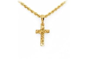 LoveBling 10k Yellow Gold Cross Nugget Pendant (0.89" x 0.40")
