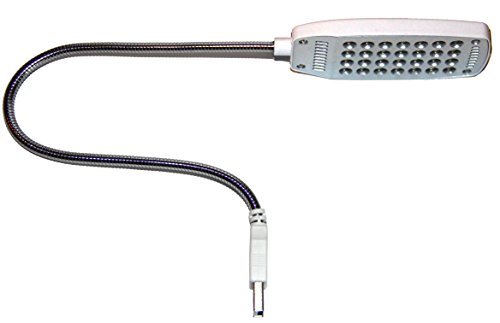 USB Reading Lamp with 28 LED Lights and Flexible Gooseneck + On / Off Switch (Polar White)