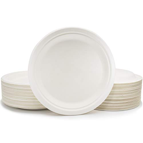 250Ct Compostable Disposable Plates Set, 7 In Heavy Duty Paper Plates