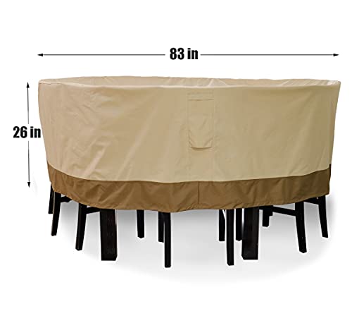 Vanteriam Outdoor Round Patio Table and 4 to 6 Chairs Set Cover, Heavy Duty Waterproof 600D ...