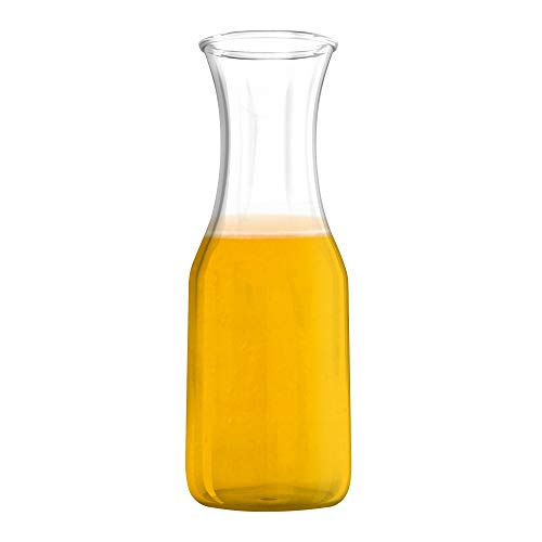 34 oz Glass Carafe - 4 Pack - Drink Pitcher and Elegant Wine Decanter, Comfortable Grip with Narrow Neck Design, Wide Opening for Easy Pouring - Great for Parties and Events - Kitchen Lux