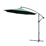 AMT 10 Feet PA Coating Waterproof Cantilever Hanging Patio Umbrella, Dark Green
