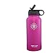 Smart Flask Straw Lid for Wide Mouth Vacuum Flasks and Bottles, Handy Finger Loop for Effortless Carrying and Easy Flip tip for comfortable sipping, two straws and straw brushes