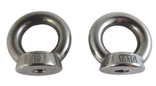 2 Pieces Stainless Steel 316 10mm Lifting Eye Nut M10 Heavy Duty Marine Grade