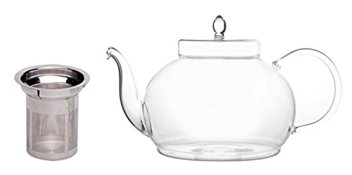Blooming Tea Glass Teapot Gourmet Gift Set Polo 45oz/1330ml with Fab Flowering Green Tea 4 packs