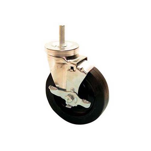 BEVERAGE AIR Medium-Duty 5" Threaded Stem Caster with Brake Black Plastic Hub 401-276