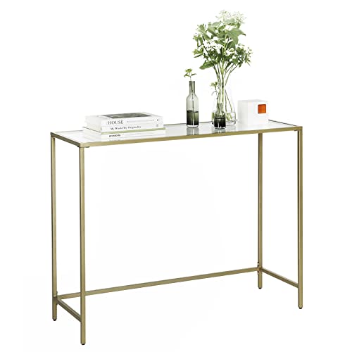 VASAGLE 39.4 Inches Console Table, Tempered Glass Sofa Table, Modern