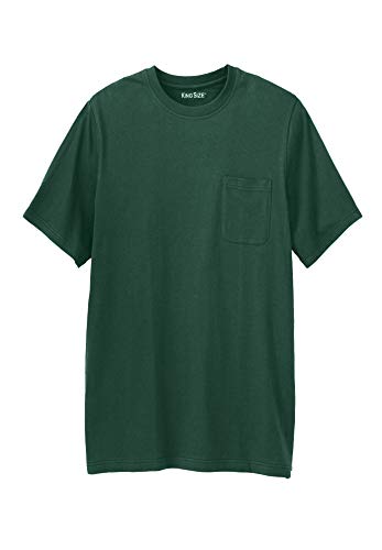 KingSize Men's Big & Tall Shrink-Less Lightweight Longer-Length Crewneck Pocket T-Shirt - Tall-4XL, Hunter