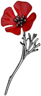 Resin Crystal Red Flower Branches Poppy Brooches for Women Hero Veterans Memorial Day Remembrance Gifts
