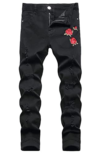 Baylvn Men's Ripped Distressed Destroyed Straight Slim Fit Jeans Skinny Casual Fashion Denim Pants