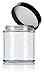 Clear Thick Glass Straight Sided Empty Jar Containers with Black Smooth Lid - 4 oz / 120 ml (3 pack)