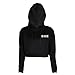 YITAN Womens Crop Top Hoodies Hooded Pullover Long Sleeve Sweatshirt Black Medium