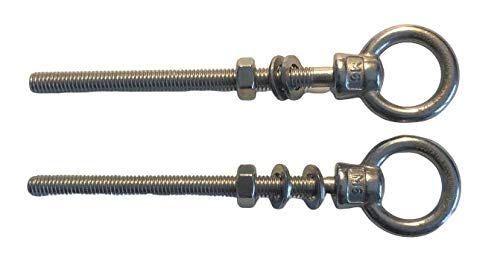 2 Pieces Stainless Steel 316 (Shape Type 307) M6 Lifting Eye Bolt 6mm x 60mm Marine Grade