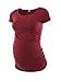 Love2Mi Short Sleeve Maternity Tops Side Ruched Maternity T-Shirt Fitted Pregnancy Clothes Wine Red