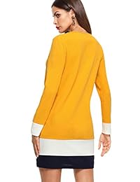 Shein - Vestido corto de manga larga para mujer, a rayas