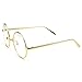 PenSee Circle Oversized Metal Eyeglasses Frame Inspired Horned Rim Clear Lens Glasses (Gold)