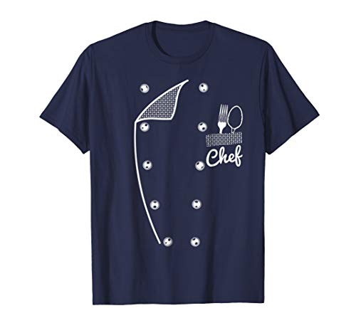 Mens T Shirt Fun Uniform Jacket Faux Chef Costume Great for Cooks Medium Navy Mens T Shirt Fun Uniform Jacket Faux Chef Costume Great for Cooks Medium Navy