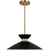 Generation Lighting-Heath-1 Light Wide Pendant in Relaxed Mid-Century Style-18.5 Inch Wide by 7.5 Inch Tall-Midnight Bla
