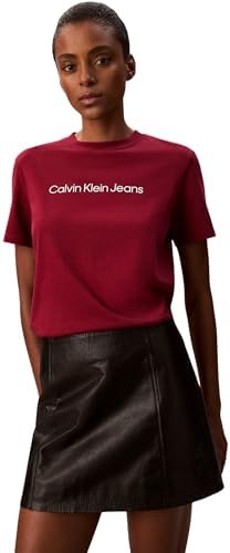 T-shirt de manga curta feminina com logótipo Classic Regular Fit, Vermelho (Magenta Jewel), L