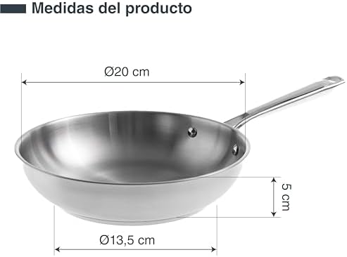44420 - Sartén Cuisine - Acero inox 18/10, 20 cm, Sin Antiadherente