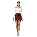 Clarisbelle Women's High Waist Faux Suede Button Closure A-line Mini Short Skirt Red Small