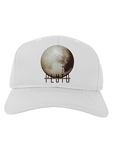 TooLoud Planet Pluto Text Adult Baseball Cap Hat - White