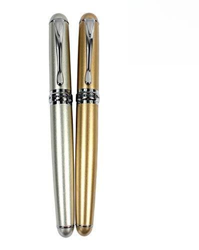 2PCS 750 Rollerball Pens, JinHao Fine Nib Roller Ball Pen Set, Silver Clip, Solid Colors (Pink and Rose Gold)