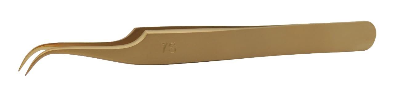 Dumont High Precision Tweezers Brass Matte Brass 7S Shape Mirror Polished Tips 100% Anti-Magnetic Anti-Glare Perfect for Working with Magnifying Glass