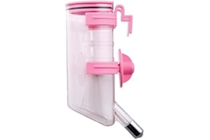 Choco Nose Patented No-Drip Dog Water Bottle/Feeder with Hook for Dogs/Cats and Other Small-Medium Sized Animals - for Cages, Crates or Wall Mount. 13.5 Oz. Leak-Proof Nozzle 16mm, Pink (H220)