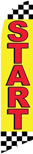 Start Windless Stay-Open Swooper Feather Flag Banner Kit: 14' Fusion Pole Set, Heavy Metal Ground Spike