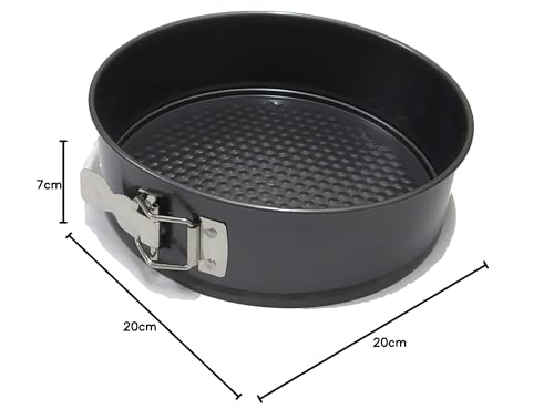 BAKERS PARDISE Round Cake Tin Springform 20 cm | Carbon Steel Non-Stick Baking Mould for Microwave Oven & OTG | Dishwasher & Freezer Safe Pan with Removable Bottom & Quick-Release Latch 4