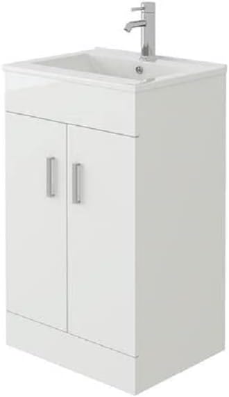 VeeBath Sphinx 500mm White Free Standing Vanity Unit with 2 Soft Close Doors