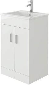 VeeBath Sphinx 500mm White Free Standing Vanity Unit with 2 Soft Close Doors