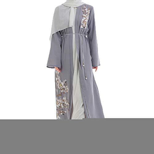 Flairstar Women's Embroidered Cardigan Dress Jacket Muslim Dubai Open Magnolia Robe Dress