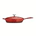 Tramontina Enameled Cast Iron Skillet with Lid, 12-inch Frying Pan, Red