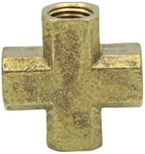 LTWFITTING Brass BSP Pipe Female Cross Fitting 1/4-Inch BSPP 4 Way Fuel Air Water (Pack of 5), 1/4" BSPP Female Cross