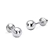 925 Sterling Silver Rhodium Plated 4mm Plain Hollow Silver Ball Screwback Baby Girls Earrings