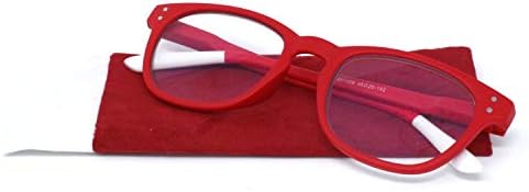Visual Plus Spring Hinge Reading Glasses for Men and Women (Black, Blue and Red, 2.00 Strength)
