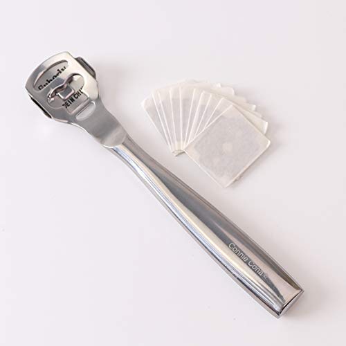 Connie Cona Stainless Steel Callus Shaver Remover for Feet Professional Dry Rough Skin Exfoliating Callus Corn Cutter Tool (Tin Box Pack 10pcs Replacement Blades)