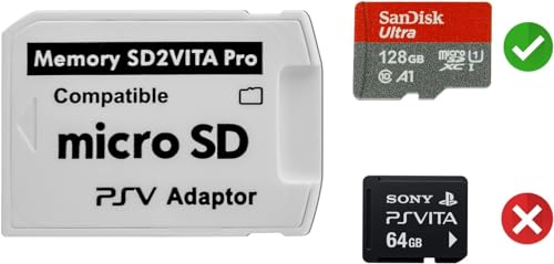 Gamer Gear SD2Vita 6.0 Memory Card Adapter, PS Vita PSVSD Micro SD Adapter PSV 1000/2000 PSTV FW 3.65 HENkaku Enso System, White, 001494