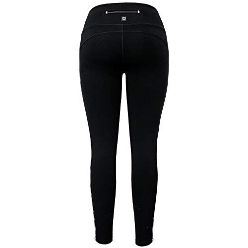 Tangerine Ladies' Active Stripe Legging (Black, Medium)