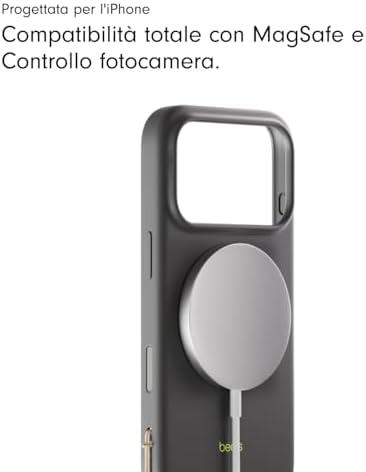 Custodia Cavalletto per iPhone 17 Pro Max con MagSafe e Controllo fotocamera, cordino che funge da supporto integrato, finitura opaca, fodera in microfibra – Grigio granito