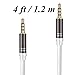 Jeselry 2 Pack 3.5mm Audio Cable Male to Male (4Ft/1.2M), 4 Pole Hi-Fi Stereo AUX Cord, Audio Jack Auxiliary Cord Extension Adapter for Headphones, Car and All 3.5 mm Enabled Devices - White