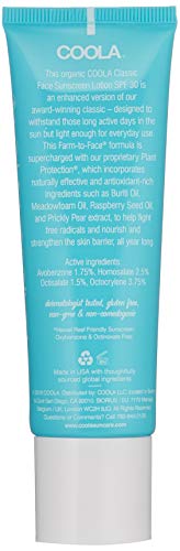 COOLA Suncare Classic Face Organic Sunscreen SPF 30 Lotion, Cucumber, 1.7 Fl. Oz.