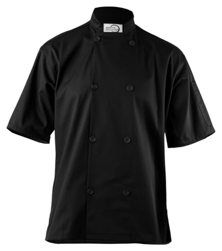 Mercer Culinary Millennia Air - Giacca a maniche corte, unisex, con retro in rete, colore: Nero, Nero, L