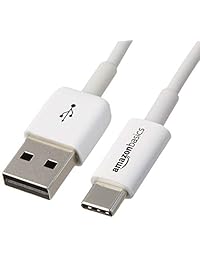 Basics USB tipo C a USB A 2.0 cable macho, 3 pies, color blanco